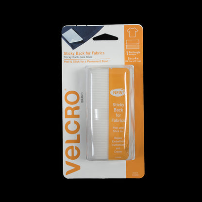 Rectangular White Sticky Back VELCRO&reg; Tape - 6" x 4"