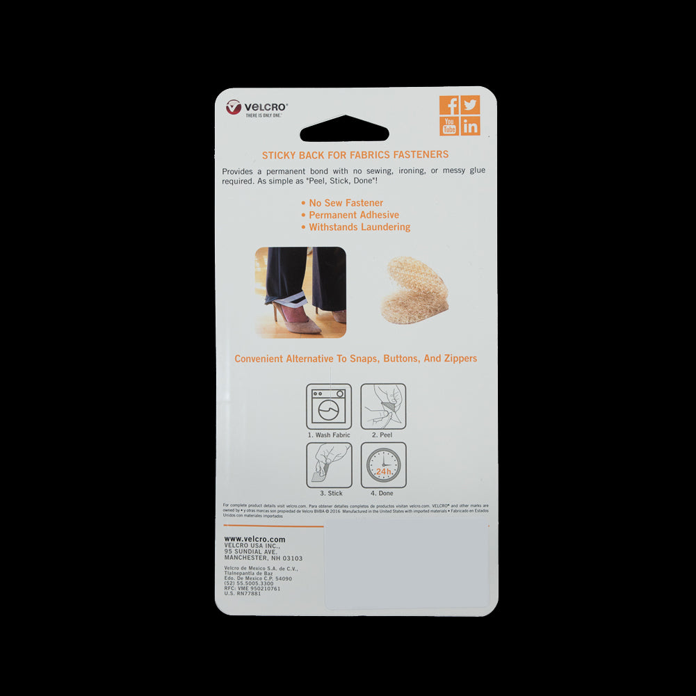 Oval Beige Sticky Back VELCRO&reg; Tape - 8 Sets Detail