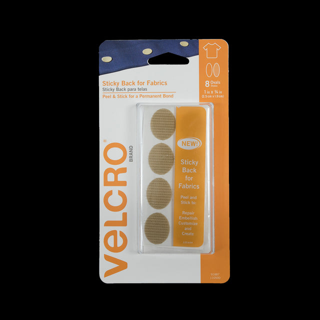 Oval Beige Sticky Back VELCRO&reg; Tape - 8 Sets