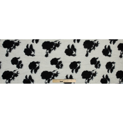 Brushed Wool Knit - Off-White and Black Rose Floral - Designer Deadstock Full