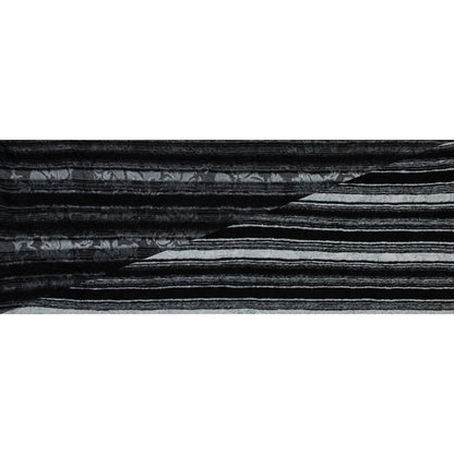 Bonded Wool Knit and Organza - Black Stripes and Floral - Designer Deadstock Full