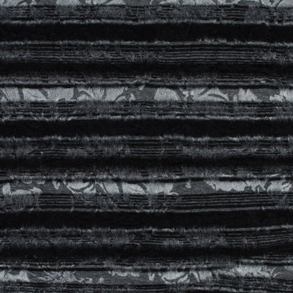 Bonded Wool Knit and Organza - Black Stripes and Floral - Designer Deadstock