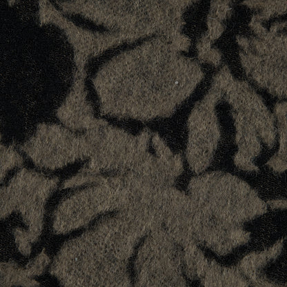 Bonded Wool Woven and Lace - Beige and Black Floral - Designer Deadstock Detail
