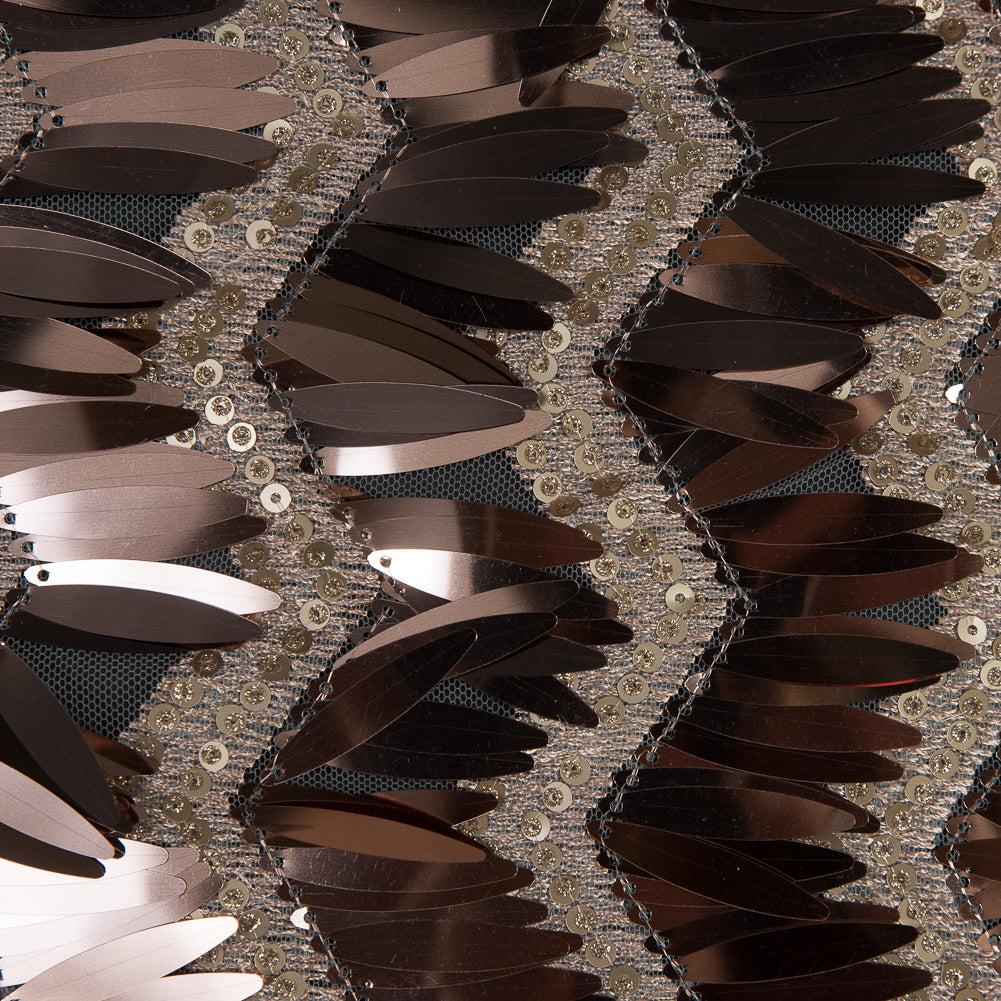 Fringe Sequin Fabric - Rose Gold Chevrons Full