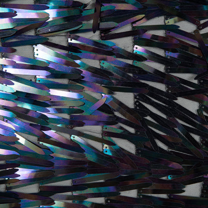 Soft Tulle with Fringe Sequins - Shiny Oil Slick - Phryne Collection Full