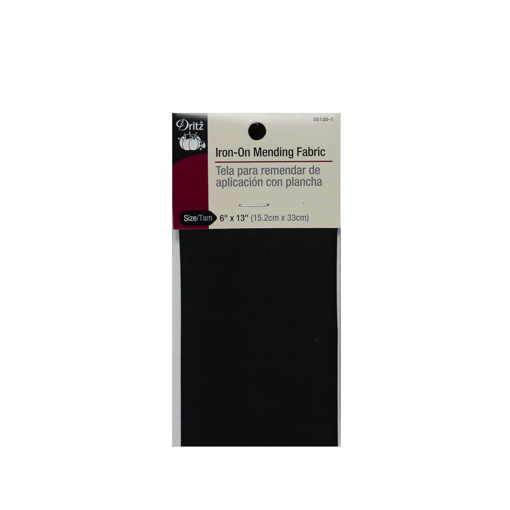Black Iron-On Mending Fabric - 6" x 13"