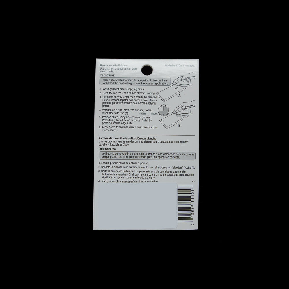 8 Dark Blue Denim Iron-On Patches - 2" x 3" Detail