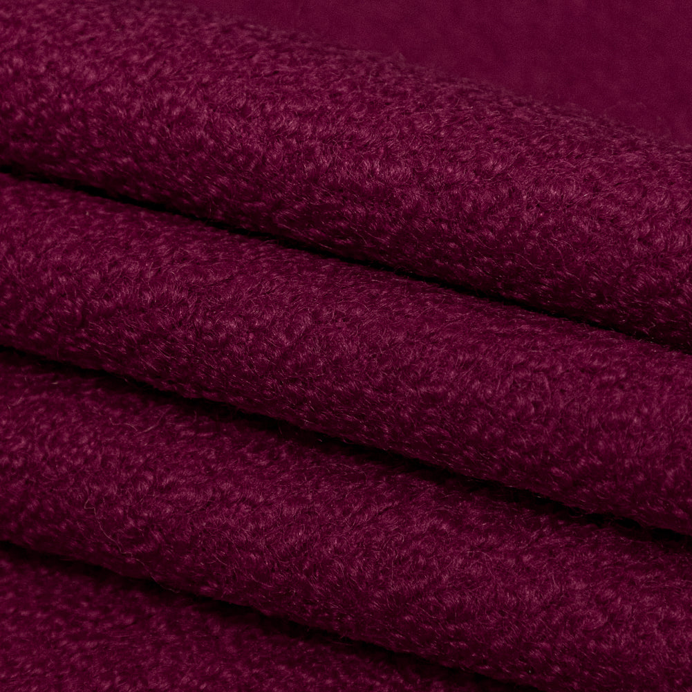 Magenta Chunky Knit Wool Boucle Folded