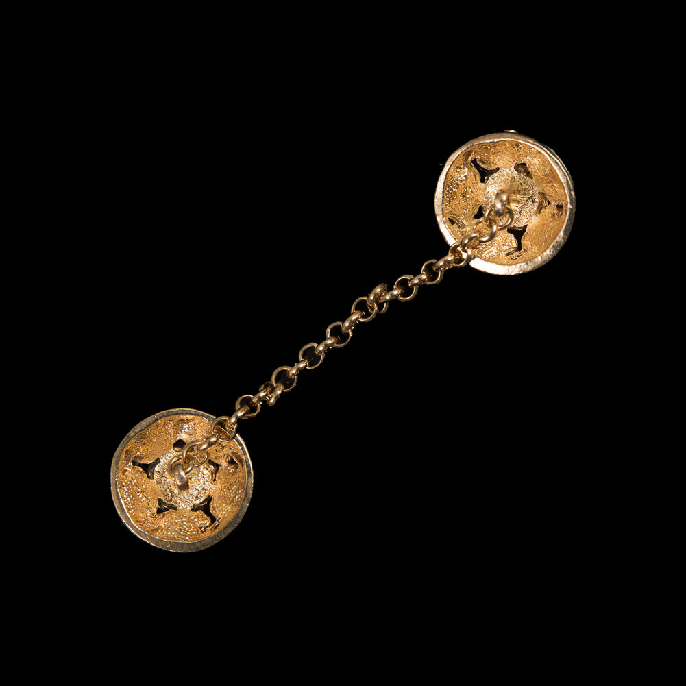 Gold Rhinestone Cloak Chain Buttons Detail