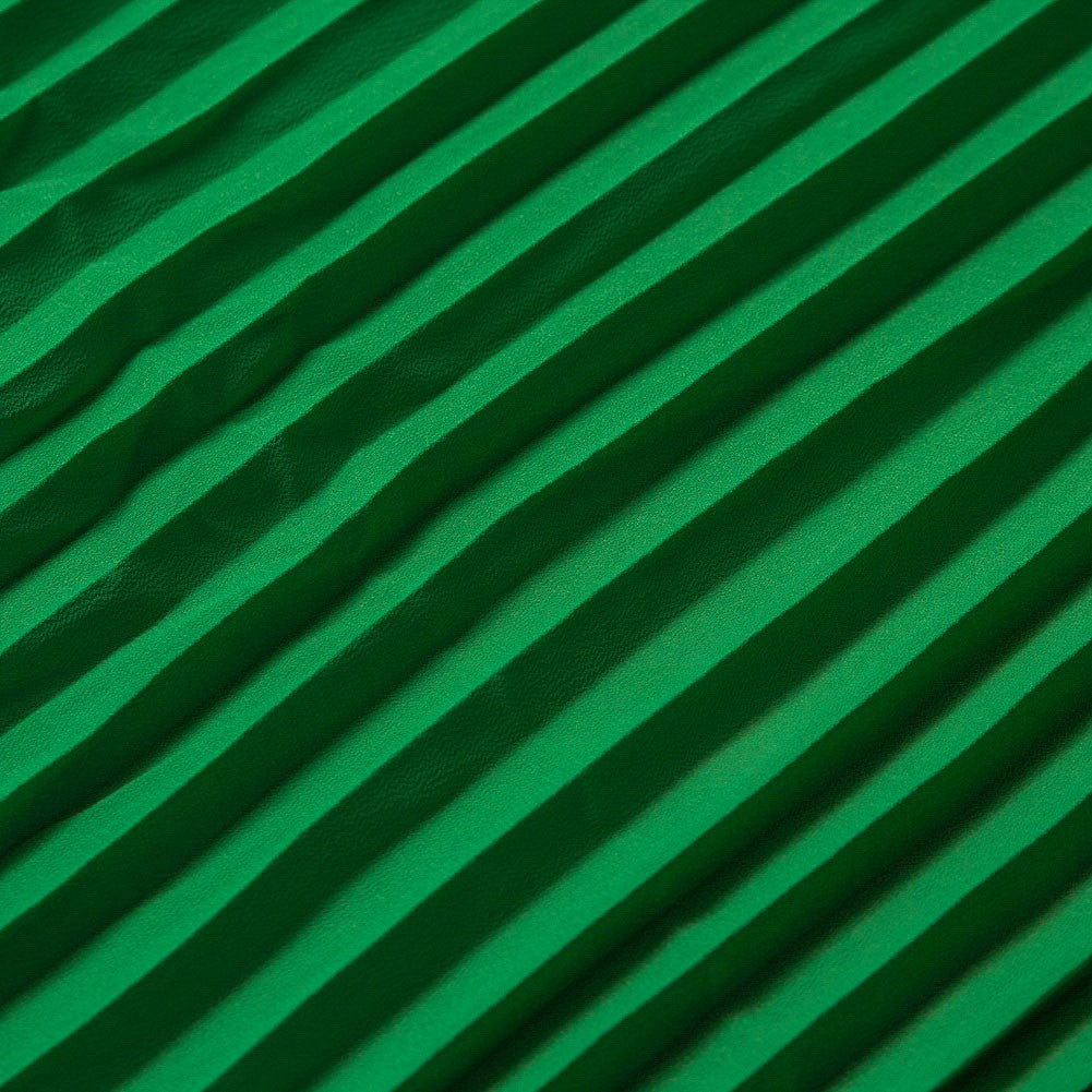 Accordion Pleated Chiffon - Kelly Green - Etereo Collection Detail