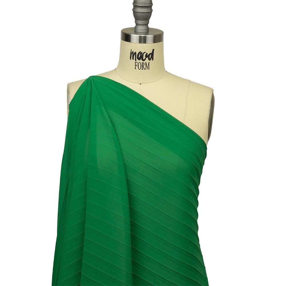 Accordion Pleated Chiffon - Kelly Green - Etereo Collection