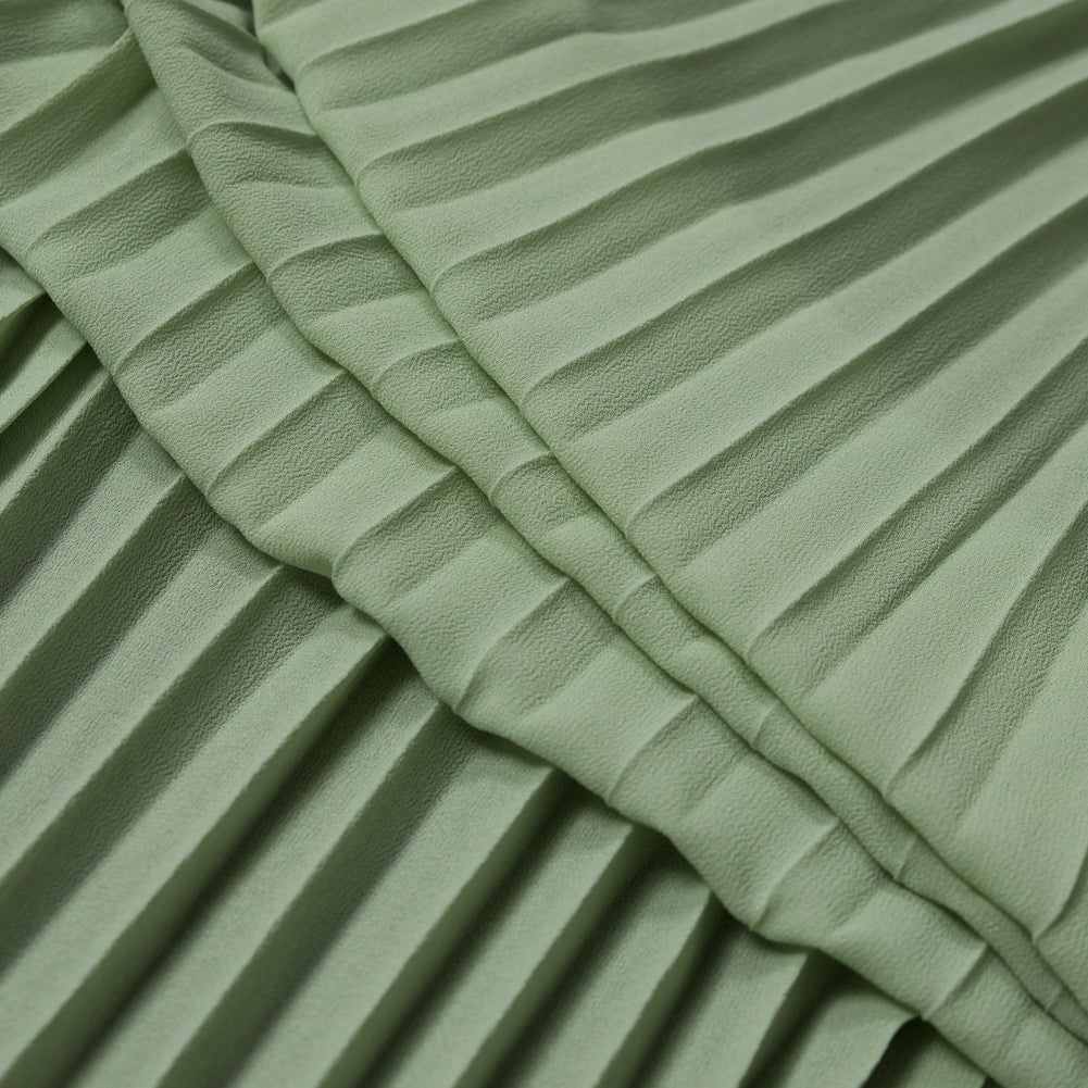 Accordion Pleated Chiffon - Pea Green - Etereo Collection Detail