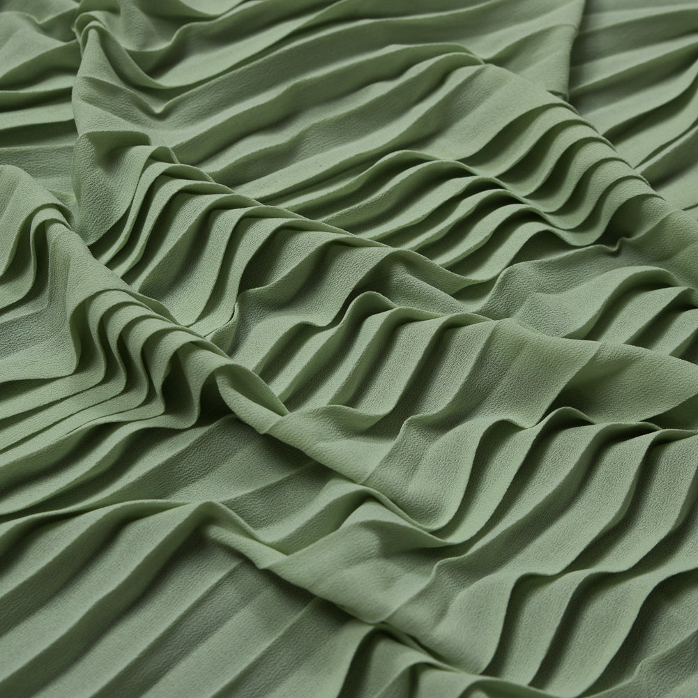Accordion Pleated Chiffon - Pea Green - Etereo Collection
