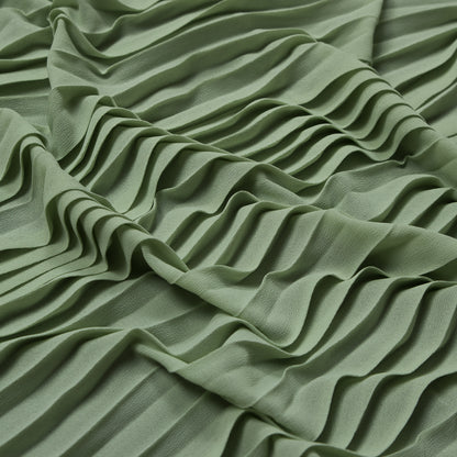 Accordion Pleated Chiffon - Pea Green - Etereo Collection