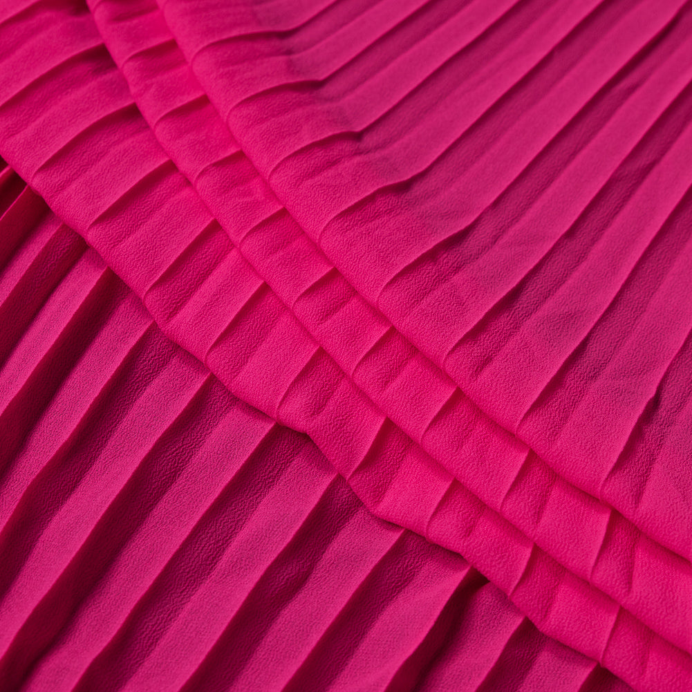 Accordion Pleated Chiffon - Neon Fuchsia - Etereo Collection Detail