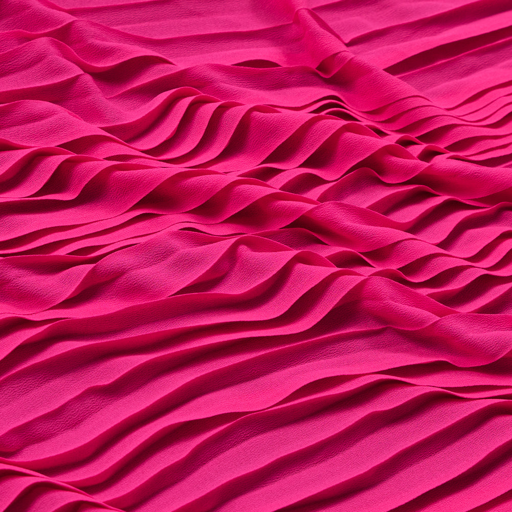 Accordion Pleated Chiffon - Neon Fuchsia - Etereo Collection