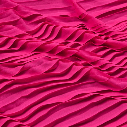 Accordion Pleated Chiffon - Neon Fuchsia - Etereo Collection