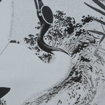 Black and Gray Crane Jacquard Panel Detail