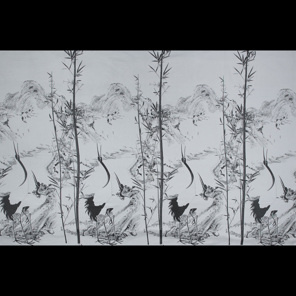 Black and Gray Crane Jacquard Panel Full