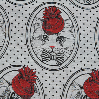 Red, White and Black Cat with Top Hat Jacquard Full