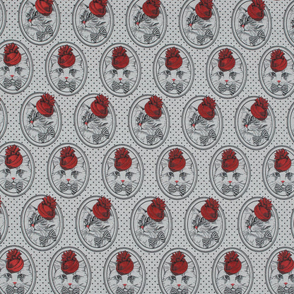 Red, White and Black Cat with Top Hat Jacquard