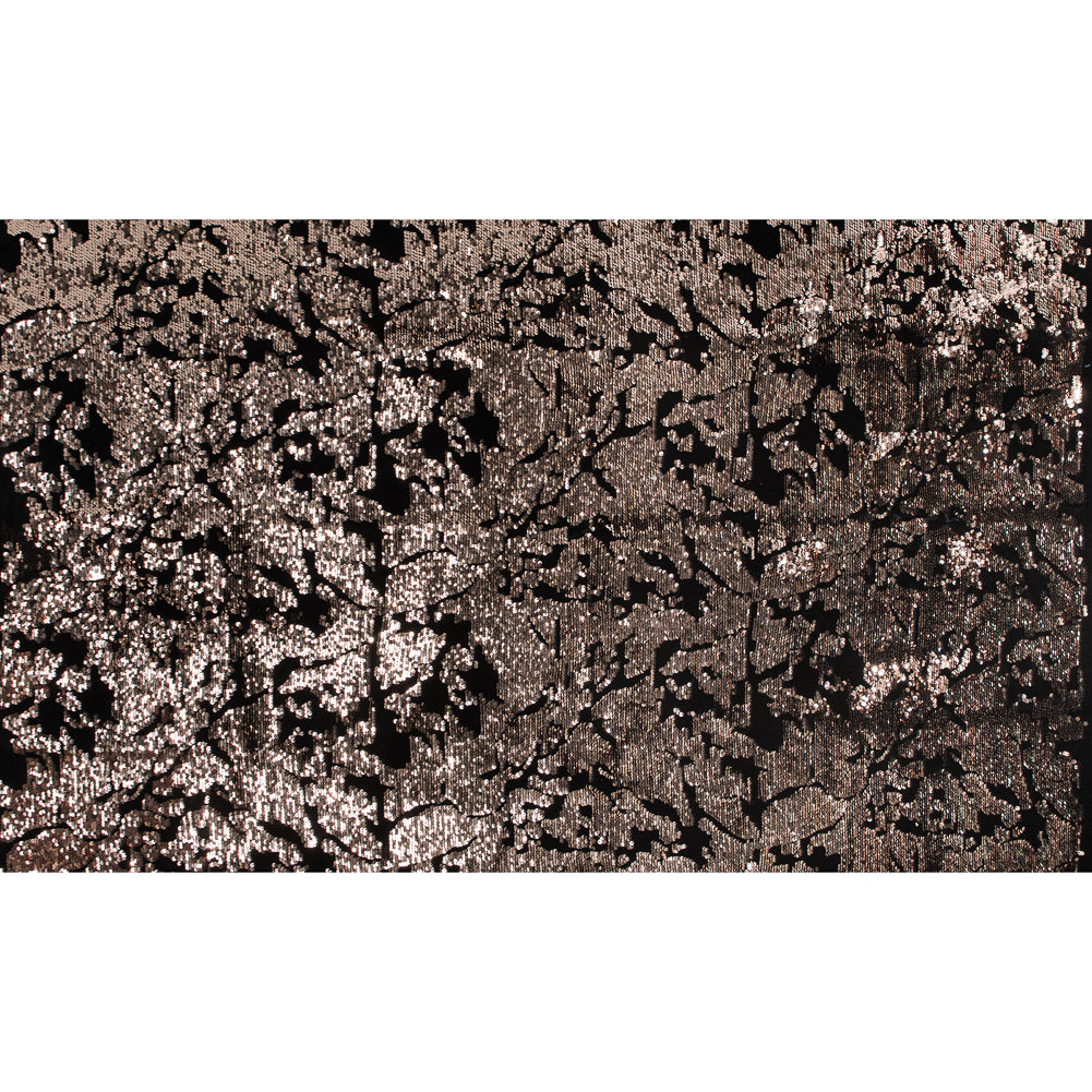 Stretch Velour with Sequins - Black and Gold Folded