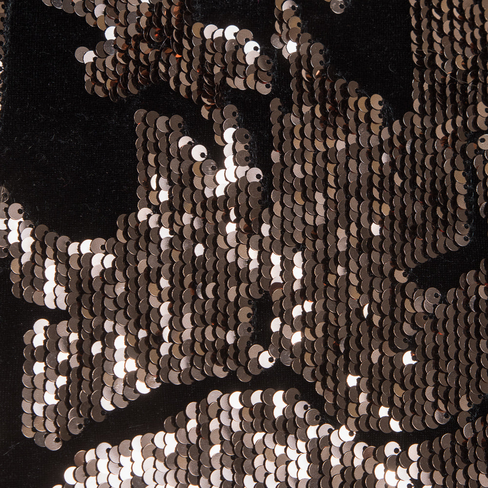 Stretch Velour with Sequins - Black and Gold Full