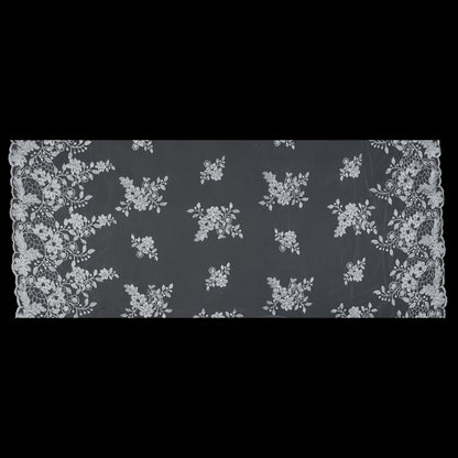 Silver on White Floral Corded Bridal Lace Folded