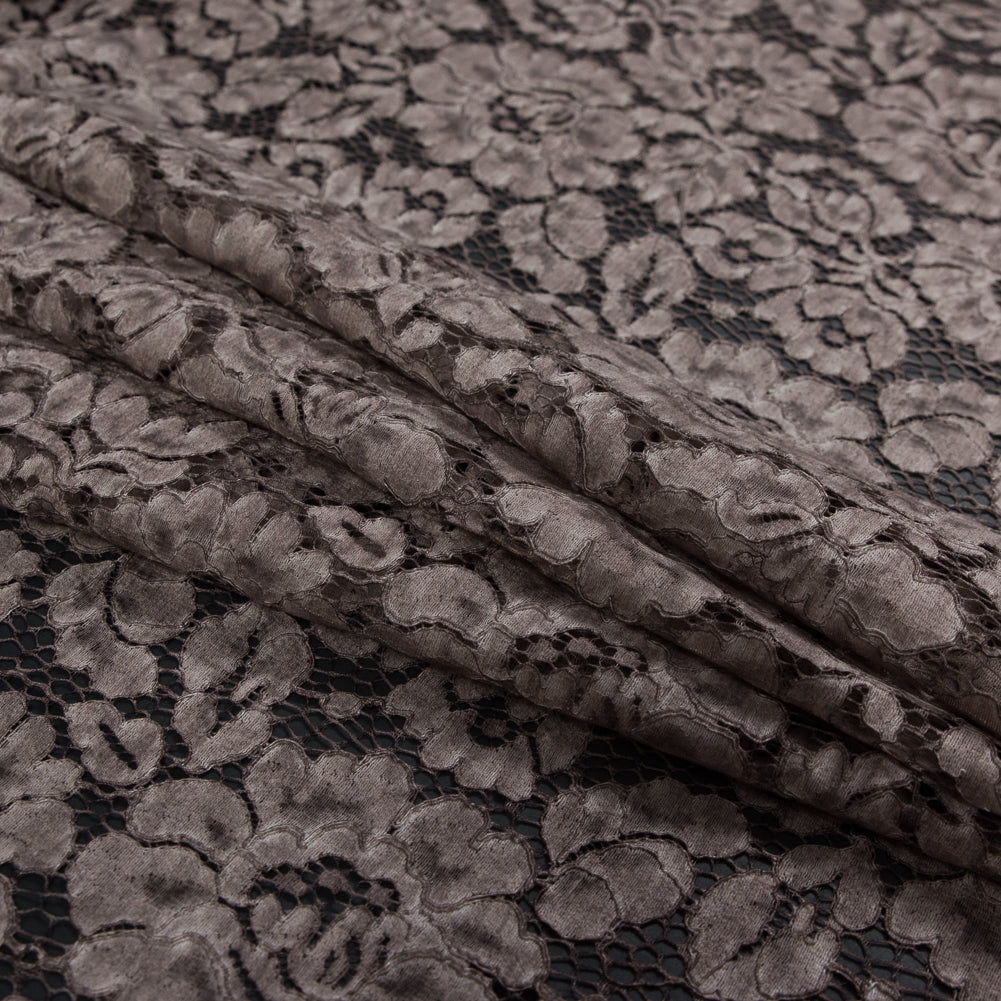Pad Dyed Cotton Lace - Coffee Floral - Stevie Collection Detail