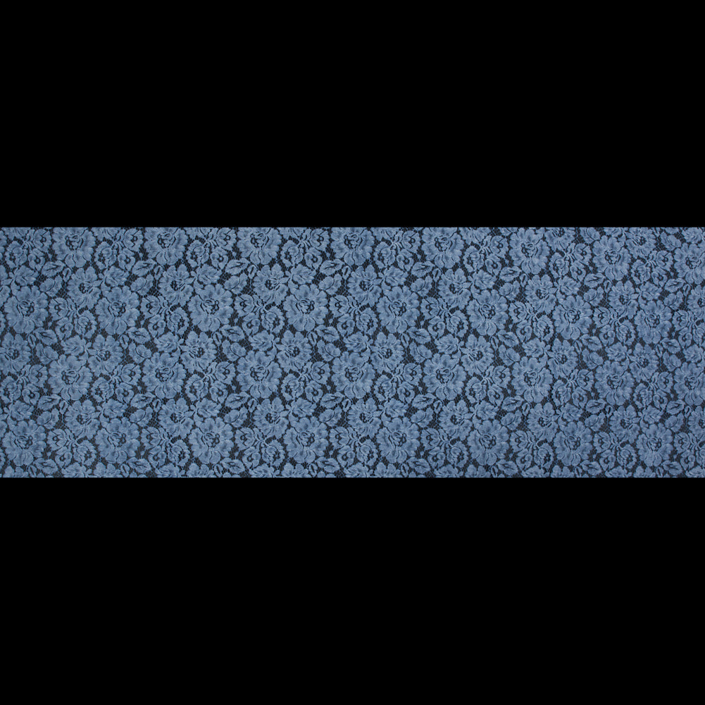 Pad Dyed Cotton Lace - Sky Blue Floral - Stevie Collection Folded
