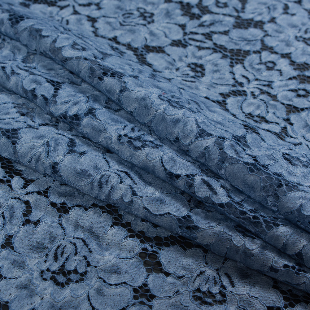 Pad Dyed Cotton Lace - Sky Blue Floral - Stevie Collection Detail