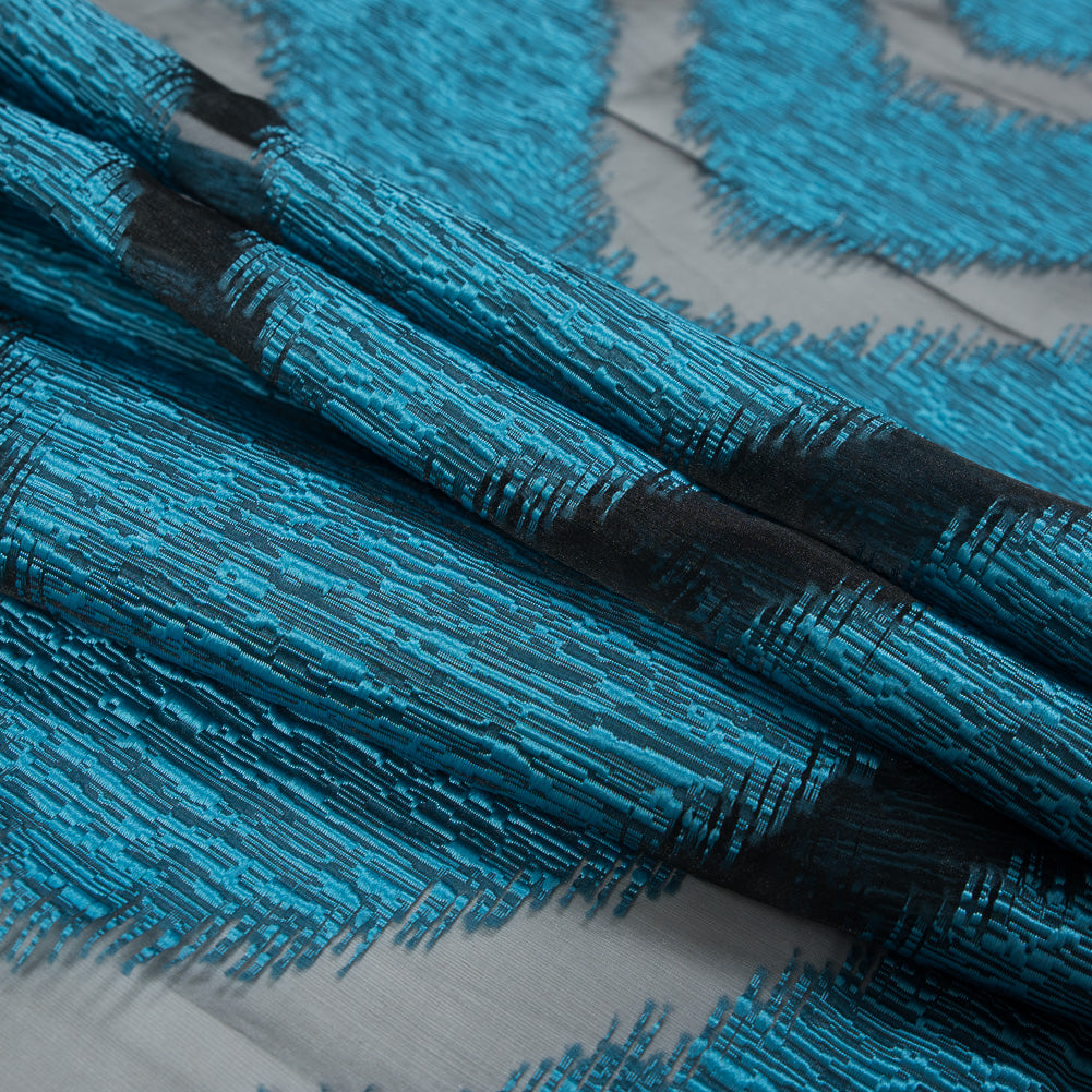 Organza Burnout Jacquard - Blue Chevron Folded