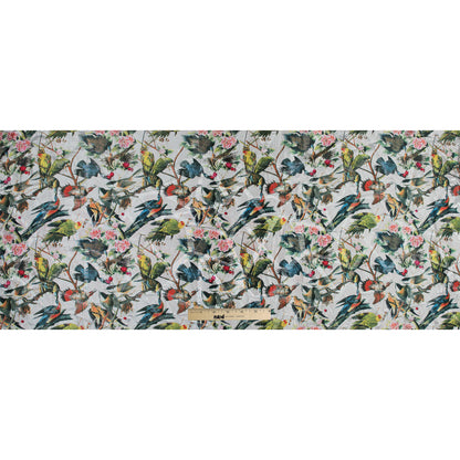 White Parakeet Printed Polyester Jacquard Full