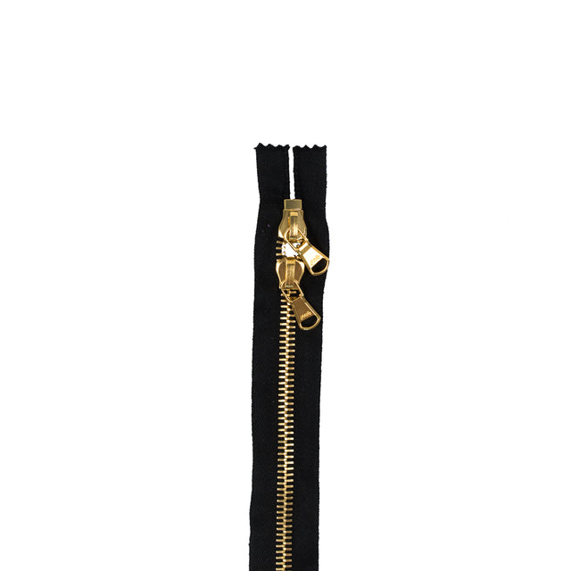 Lampo 2 Way Black and Gold Closed Ended Metal Zipper - 31"
