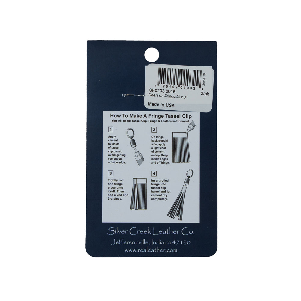 Realeather Charcoal Deerskin Fringe Trim Detail