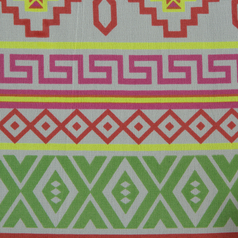 Fluorescent Geometric Striped Silk Crepe de Chine Detail