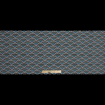 Brown, Blue and Green Scallop Printed Silk Crepe de Chine Full