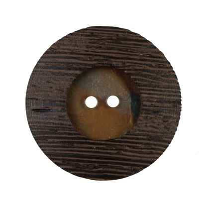 Brown Wooden 2-Hole Button - 50L/32mm Detail