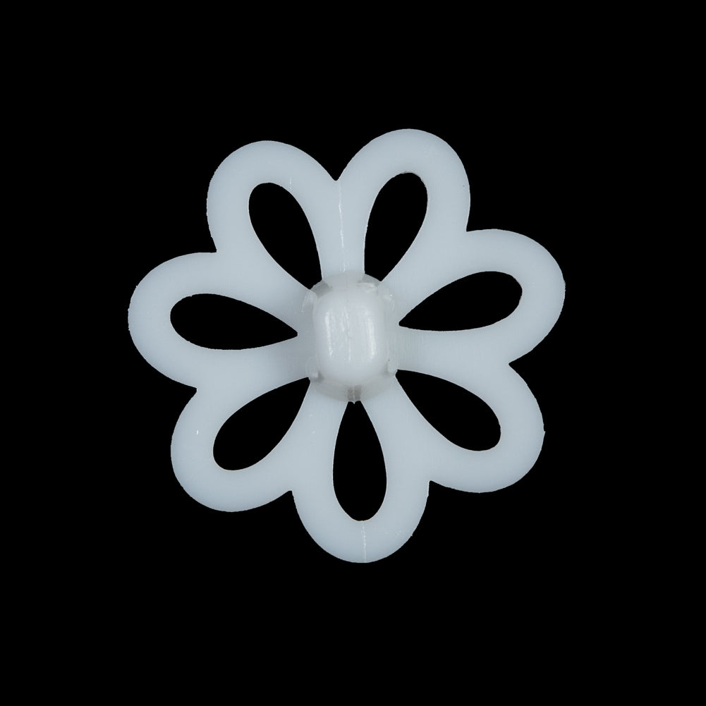Italian White Flower Plastic Shank Back Button - 40L/25mm Detail