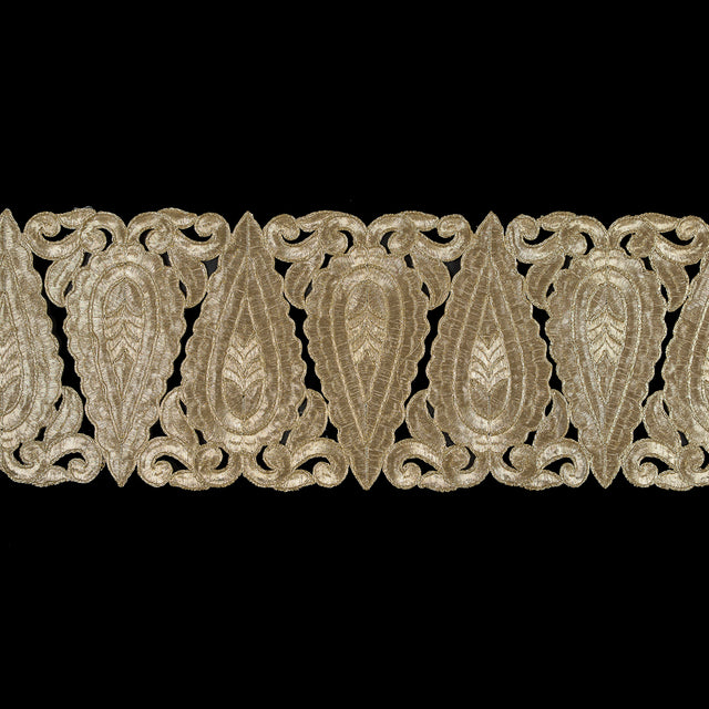 Metallic Gold Wide Paisley-Like Trim - 5.5"