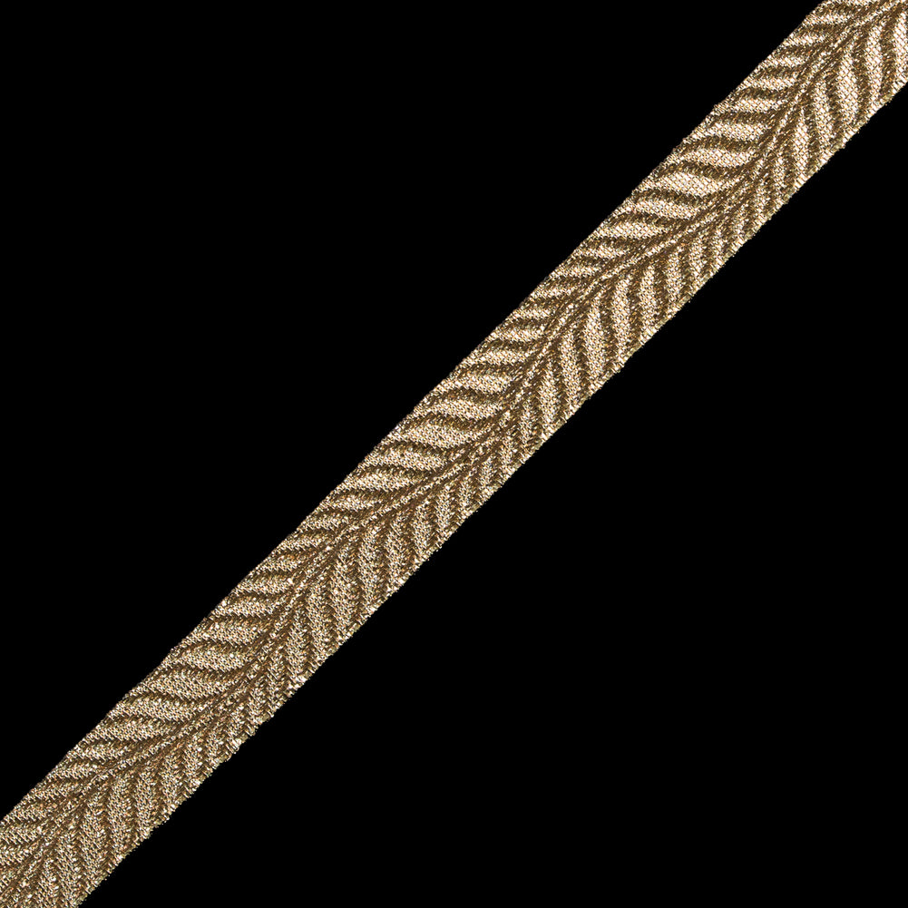 Gold Metallic Jacquard Ribbon - 0.5" Detail