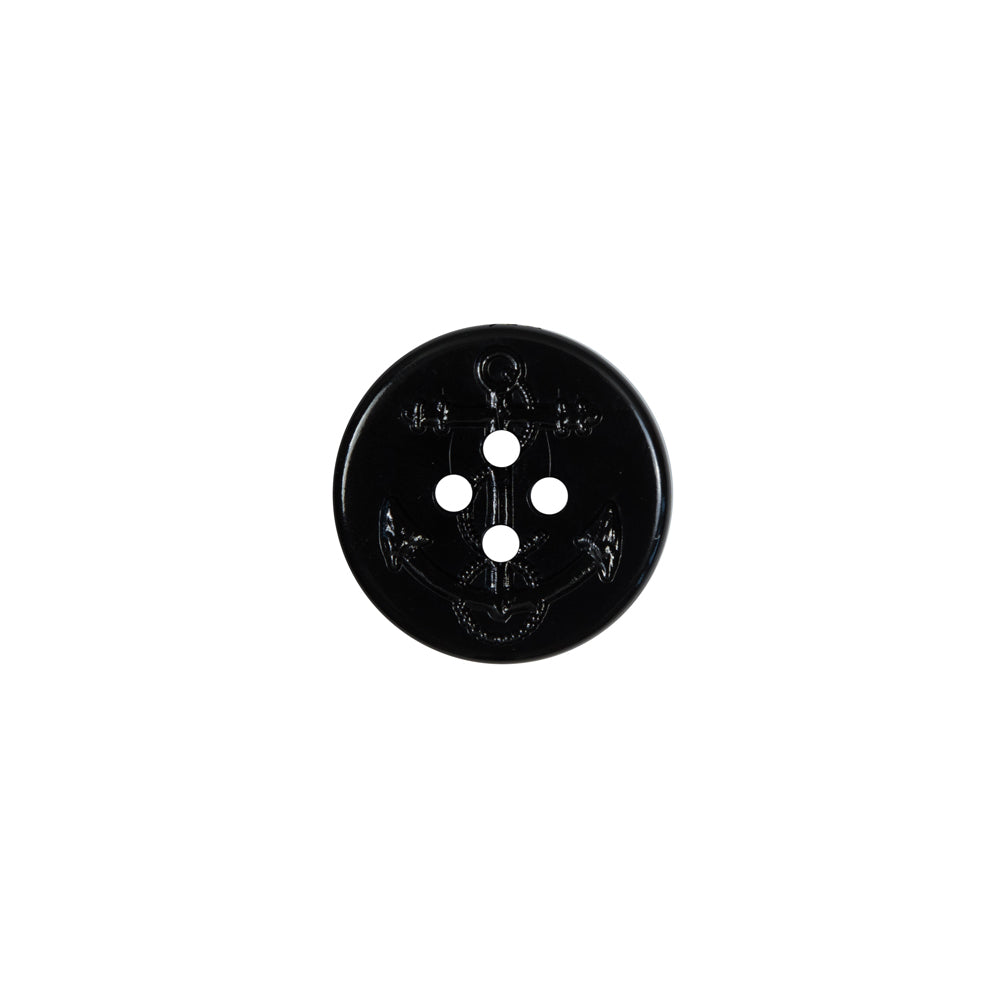 Black Plastic Anchor 4-Hole Button - 20L/12.5mm