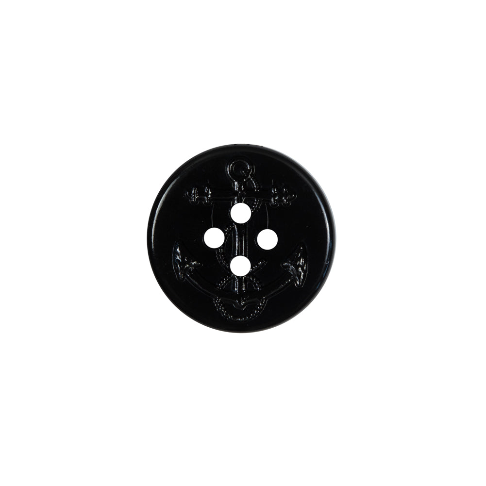 Black Plastic Anchor 4-Hole Button - 24L/15mm