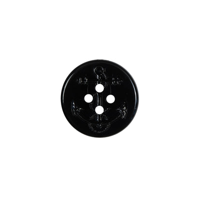 Black Plastic Anchor 4-Hole Button - 24L/15mm