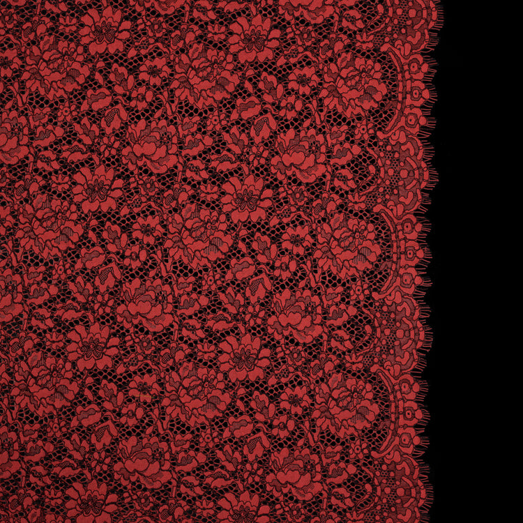 template--25130090922057__main-Red Coral and Black Floral Corded Lace with Eyelash Edges