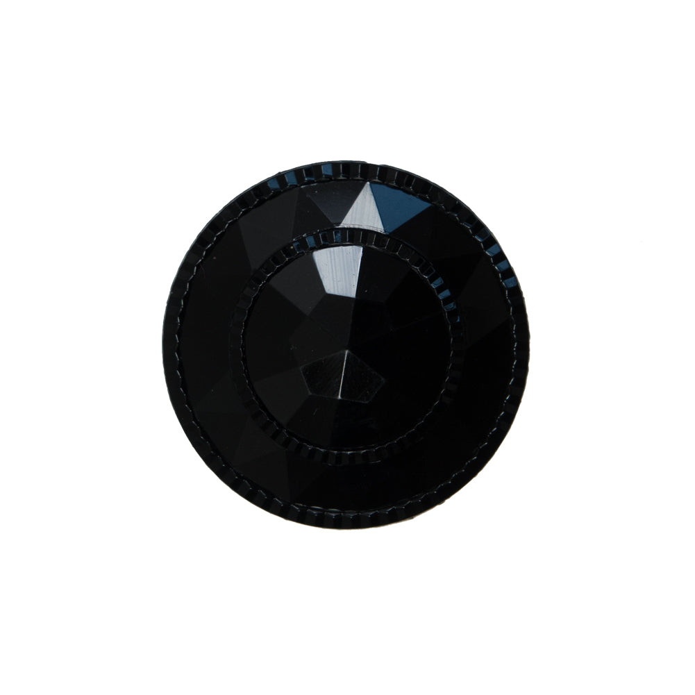Italian Black Beveled Shank Back Button - 36L/23mm
