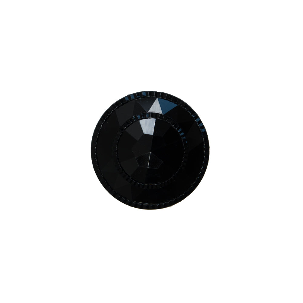 Italian Black Beveled Shank Back Button - 24L/15mm