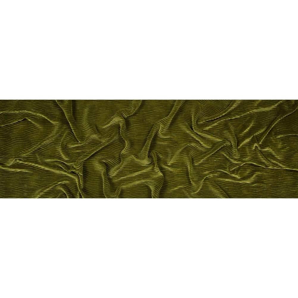 Wavy Crinkled Velour - Woodbine Green - Yvonne Collection Folded