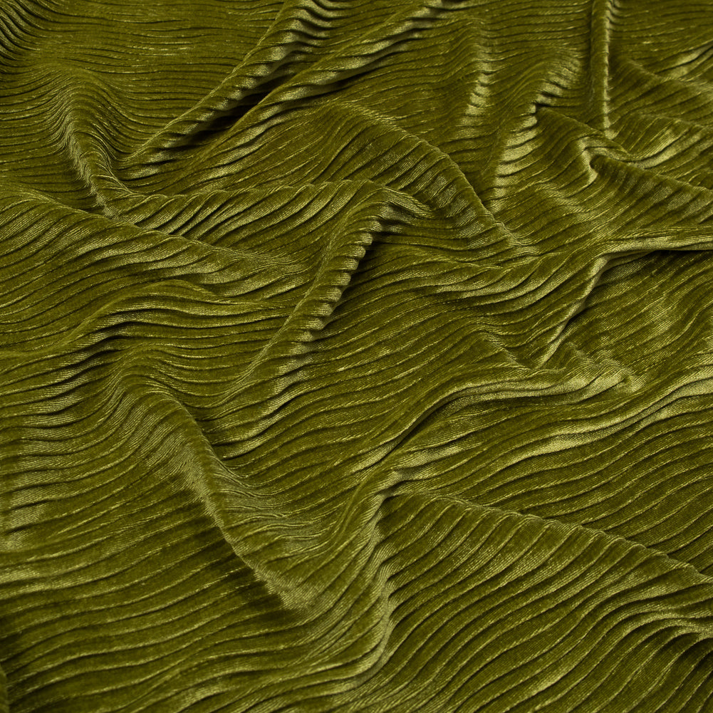 Wavy Crinkled Velour - Woodbine Green - Yvonne Collection