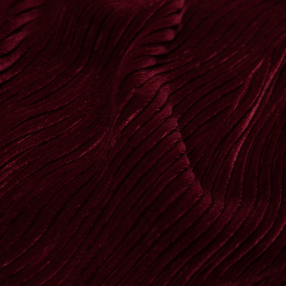 Wavy Crinkled Velour - Ski Patrol Red - Yvonne Collection Full